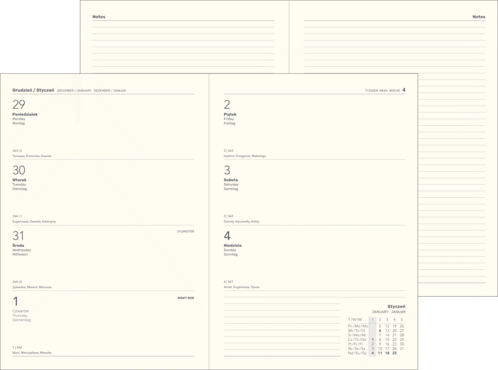 Kalendaria 12 kalendarium tygodniowe z notesem g307t
